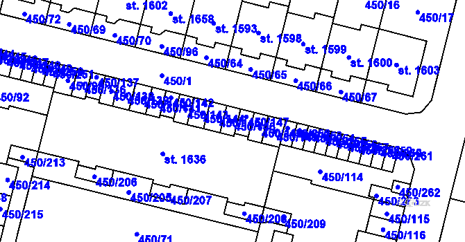 Parcela st. 450/146 v KÚ Bílovice nad Svitavou, Katastrální mapa