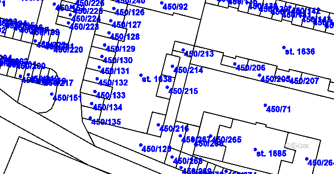 Parcela st. 450/215 v KÚ Bílovice nad Svitavou, Katastrální mapa