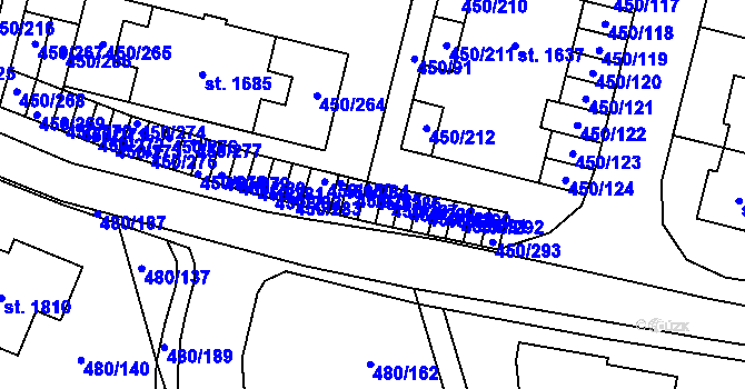 Parcela st. 450/286 v KÚ Bílovice nad Svitavou, Katastrální mapa
