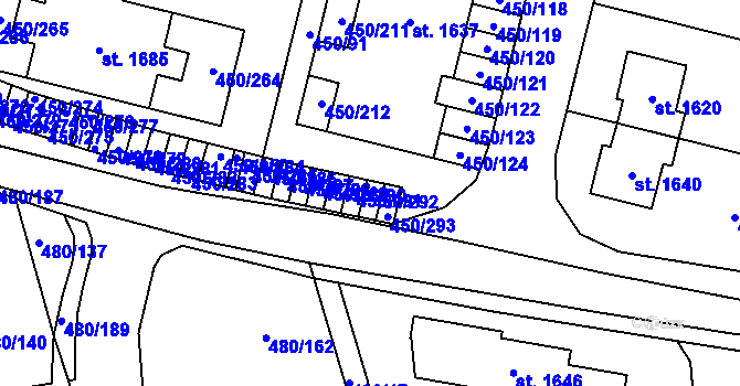 Parcela st. 450/292 v KÚ Bílovice nad Svitavou, Katastrální mapa
