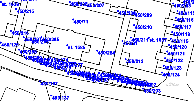 Parcela st. 450/264 v KÚ Bílovice nad Svitavou, Katastrální mapa