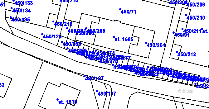 Parcela st. 450/276 v KÚ Bílovice nad Svitavou, Katastrální mapa