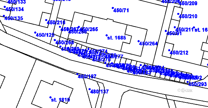 Parcela st. 450/277 v KÚ Bílovice nad Svitavou, Katastrální mapa