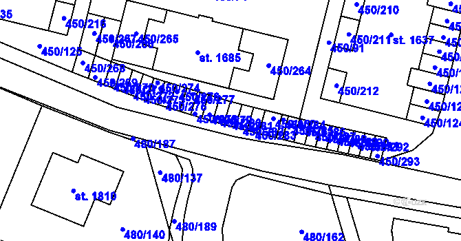 Parcela st. 450/281 v KÚ Bílovice nad Svitavou, Katastrální mapa