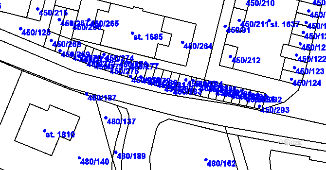 Parcela st. 450/282 v KÚ Bílovice nad Svitavou, Katastrální mapa