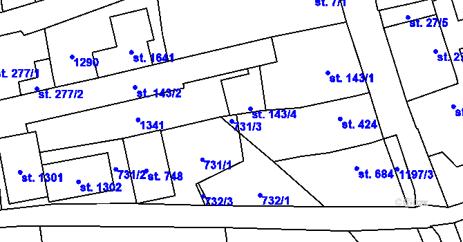 Parcela st. 731/3 v KÚ Bílovice nad Svitavou, Katastrální mapa