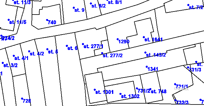 Parcela st. 277/2 v KÚ Bílovice nad Svitavou, Katastrální mapa