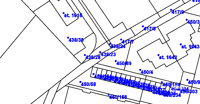 Parcela st. 438/23 v KÚ Bílovice nad Svitavou, Katastrální mapa
