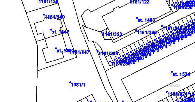 Parcela st. 1181/284 v KÚ Bílovice nad Svitavou, Katastrální mapa