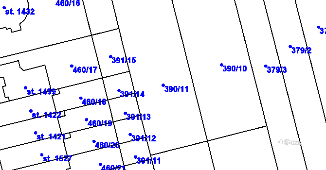 Parcela st. 390/11 v KÚ Bílovice nad Svitavou, Katastrální mapa