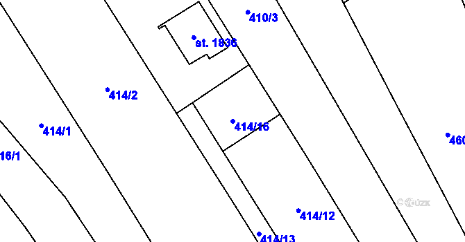 Parcela st. 414/16 v KÚ Bílovice nad Svitavou, Katastrální mapa