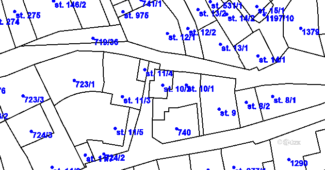 Parcela st. 10/2 v KÚ Bílovice nad Svitavou, Katastrální mapa