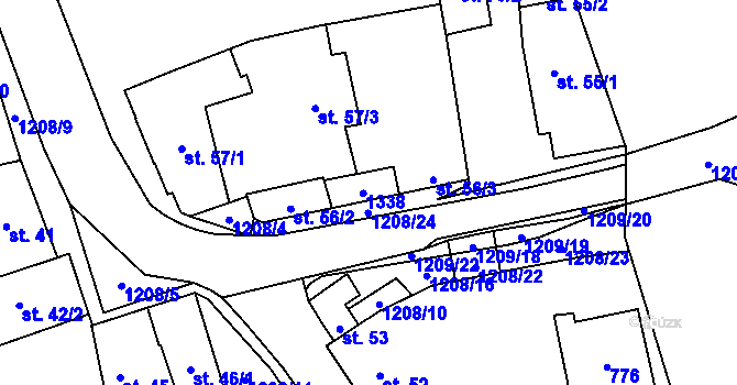 Parcela st. 56/1 v KÚ Bílovice nad Svitavou, Katastrální mapa