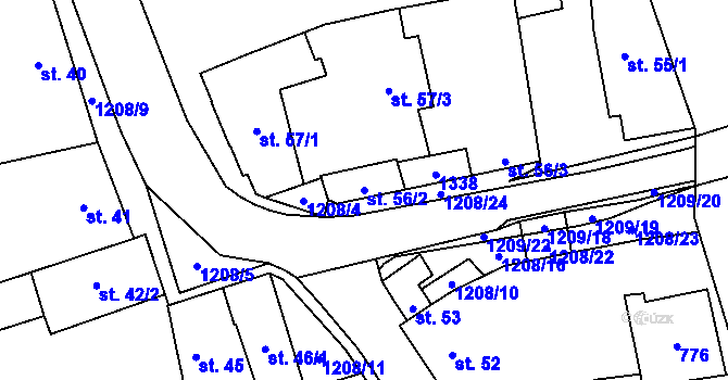 Parcela st. 56/2 v KÚ Bílovice nad Svitavou, Katastrální mapa