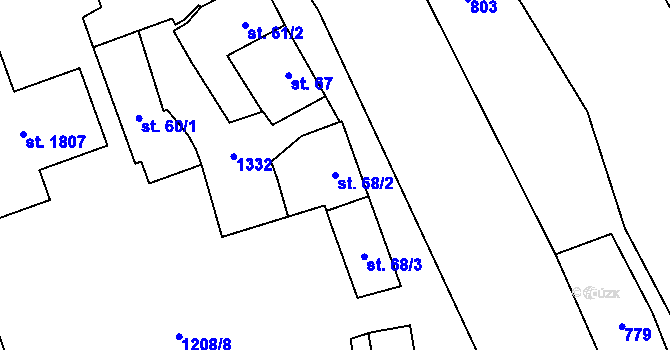 Parcela st. 68/2 v KÚ Bílovice nad Svitavou, Katastrální mapa