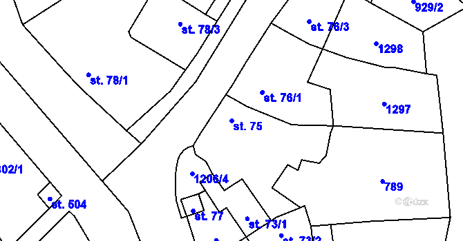 Parcela st. 75 v KÚ Bílovice nad Svitavou, Katastrální mapa