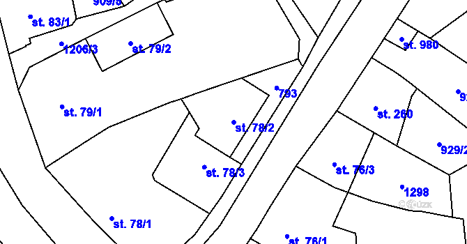 Parcela st. 78/2 v KÚ Bílovice nad Svitavou, Katastrální mapa