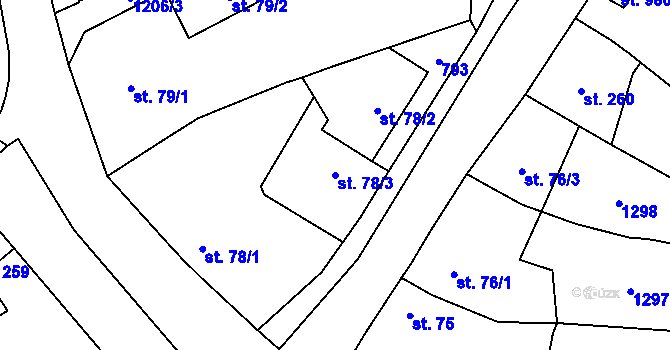 Parcela st. 78/3 v KÚ Bílovice nad Svitavou, Katastrální mapa