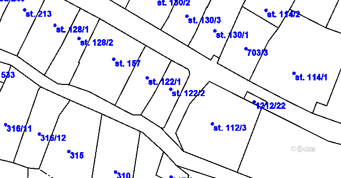Parcela st. 122/2 v KÚ Bílovice nad Svitavou, Katastrální mapa