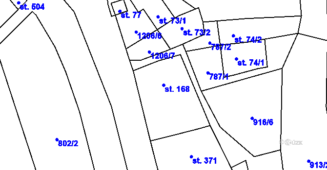 Parcela st. 168 v KÚ Bílovice nad Svitavou, Katastrální mapa