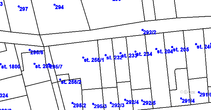 Parcela st. 232 v KÚ Bílovice nad Svitavou, Katastrální mapa