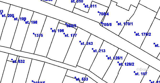 Parcela st. 243 v KÚ Bílovice nad Svitavou, Katastrální mapa