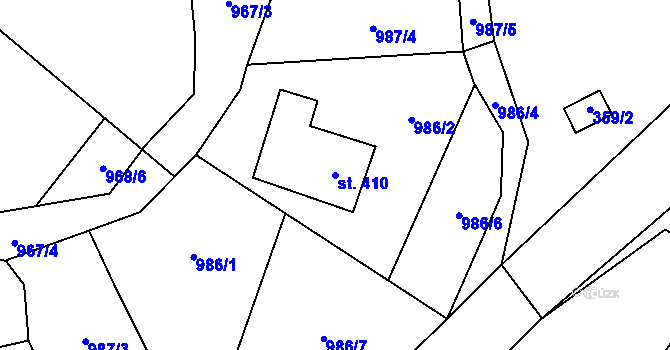 Parcela st. 410 v KÚ Bílovice nad Svitavou, Katastrální mapa