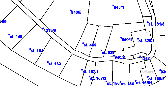 Parcela st. 455 v KÚ Bílovice nad Svitavou, Katastrální mapa