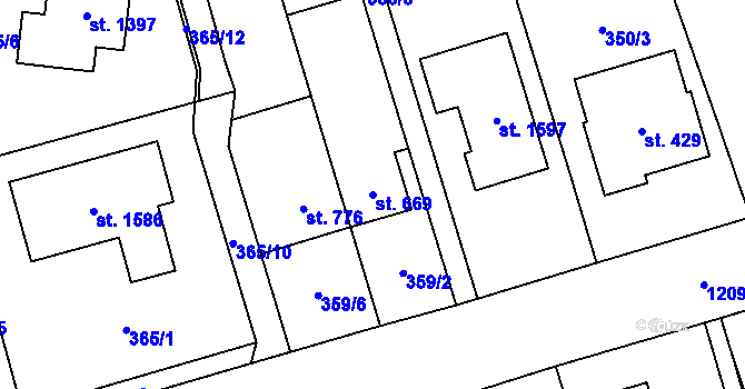 Parcela st. 669 v KÚ Bílovice nad Svitavou, Katastrální mapa