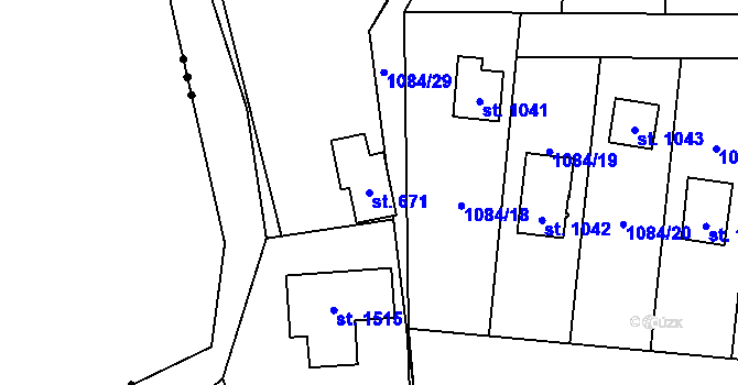 Parcela st. 671 v KÚ Bílovice nad Svitavou, Katastrální mapa
