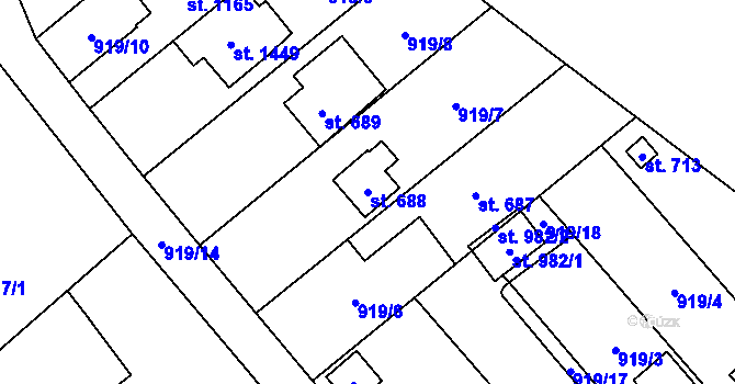 Parcela st. 688 v KÚ Bílovice nad Svitavou, Katastrální mapa