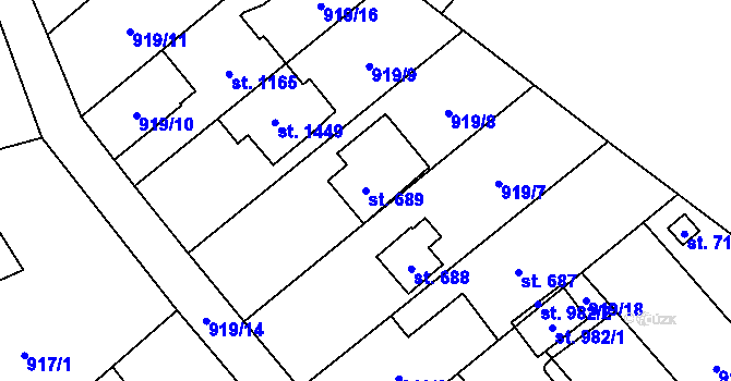 Parcela st. 689 v KÚ Bílovice nad Svitavou, Katastrální mapa