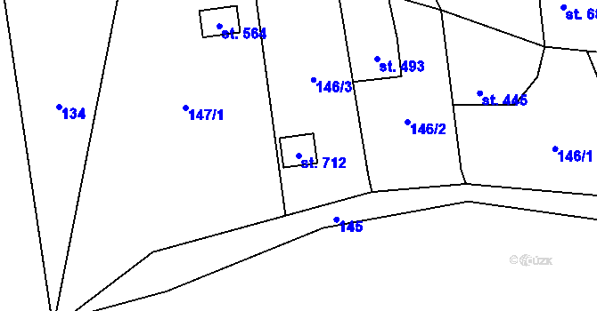 Parcela st. 712 v KÚ Bílovice nad Svitavou, Katastrální mapa