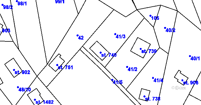 Parcela st. 740 v KÚ Bílovice nad Svitavou, Katastrální mapa