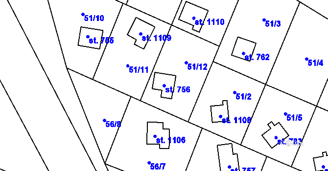 Parcela st. 756 v KÚ Bílovice nad Svitavou, Katastrální mapa
