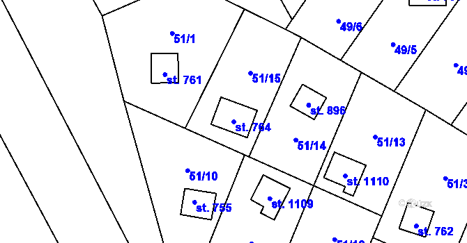 Parcela st. 764 v KÚ Bílovice nad Svitavou, Katastrální mapa