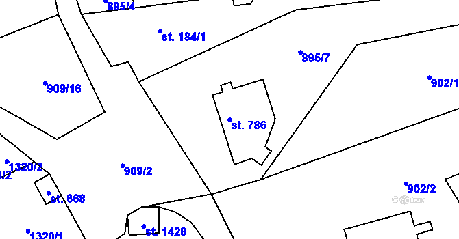 Parcela st. 786 v KÚ Bílovice nad Svitavou, Katastrální mapa