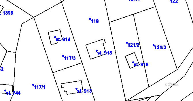 Parcela st. 915 v KÚ Bílovice nad Svitavou, Katastrální mapa