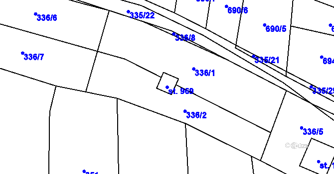 Parcela st. 969 v KÚ Bílovice nad Svitavou, Katastrální mapa