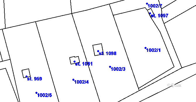 Parcela st. 1098 v KÚ Bílovice nad Svitavou, Katastrální mapa