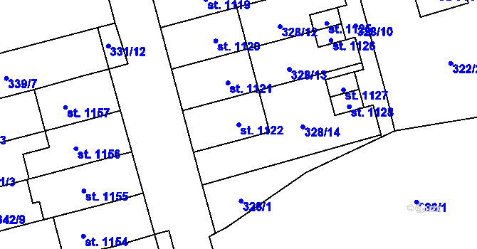 Parcela st. 1122 v KÚ Bílovice nad Svitavou, Katastrální mapa