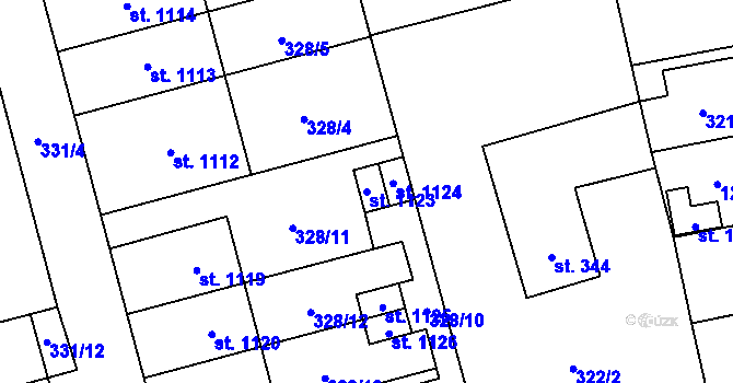 Parcela st. 1123 v KÚ Bílovice nad Svitavou, Katastrální mapa