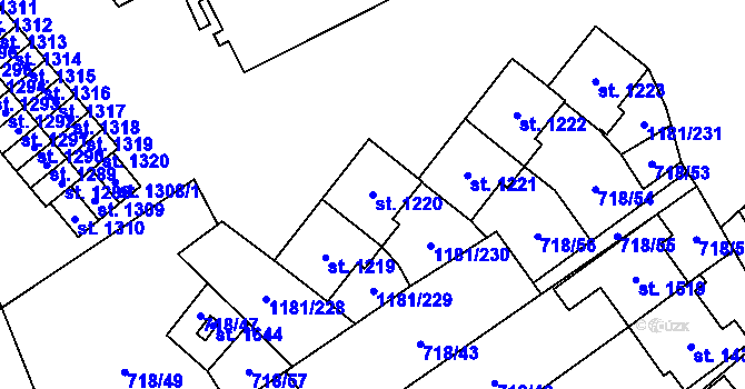 Parcela st. 1220 v KÚ Bílovice nad Svitavou, Katastrální mapa