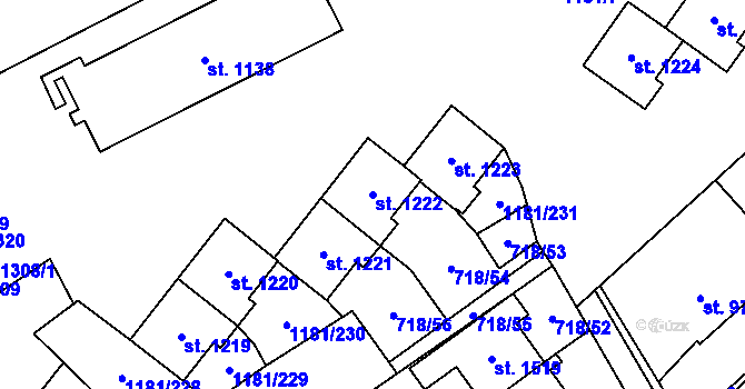 Parcela st. 1222 v KÚ Bílovice nad Svitavou, Katastrální mapa