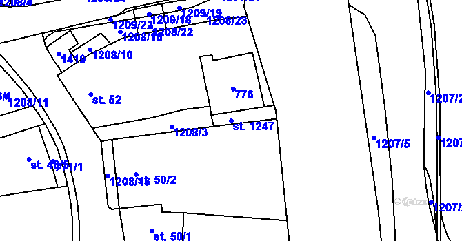 Parcela st. 1247 v KÚ Bílovice nad Svitavou, Katastrální mapa