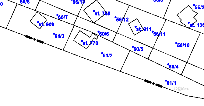 Parcela st. 61/2 v KÚ Bílovice nad Svitavou, Katastrální mapa