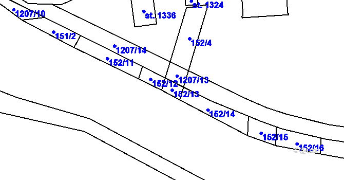 Parcela st. 152/13 v KÚ Bílovice nad Svitavou, Katastrální mapa