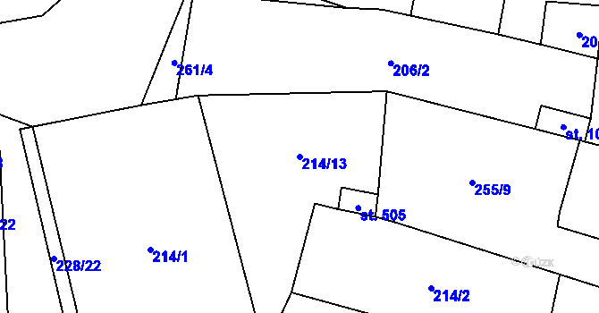 Parcela st. 214/13 v KÚ Bílovice nad Svitavou, Katastrální mapa