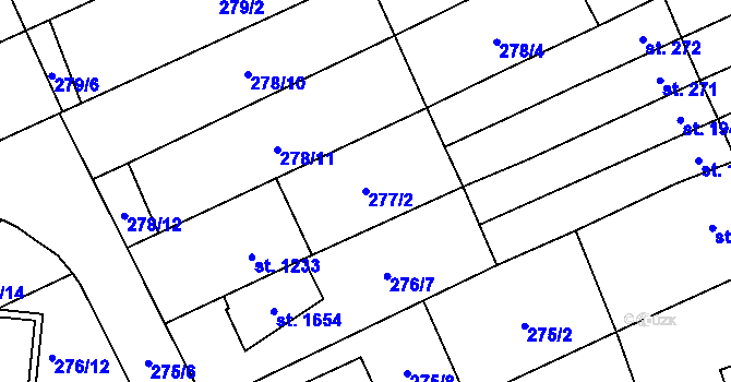 Parcela st. 277/2 v KÚ Bílovice nad Svitavou, Katastrální mapa