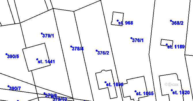 Parcela st. 376/2 v KÚ Bílovice nad Svitavou, Katastrální mapa